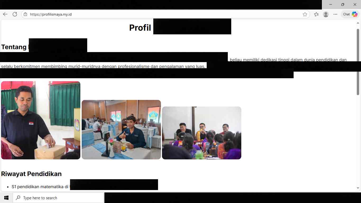 contoh pekerjaan klien pertama paket website super statis
